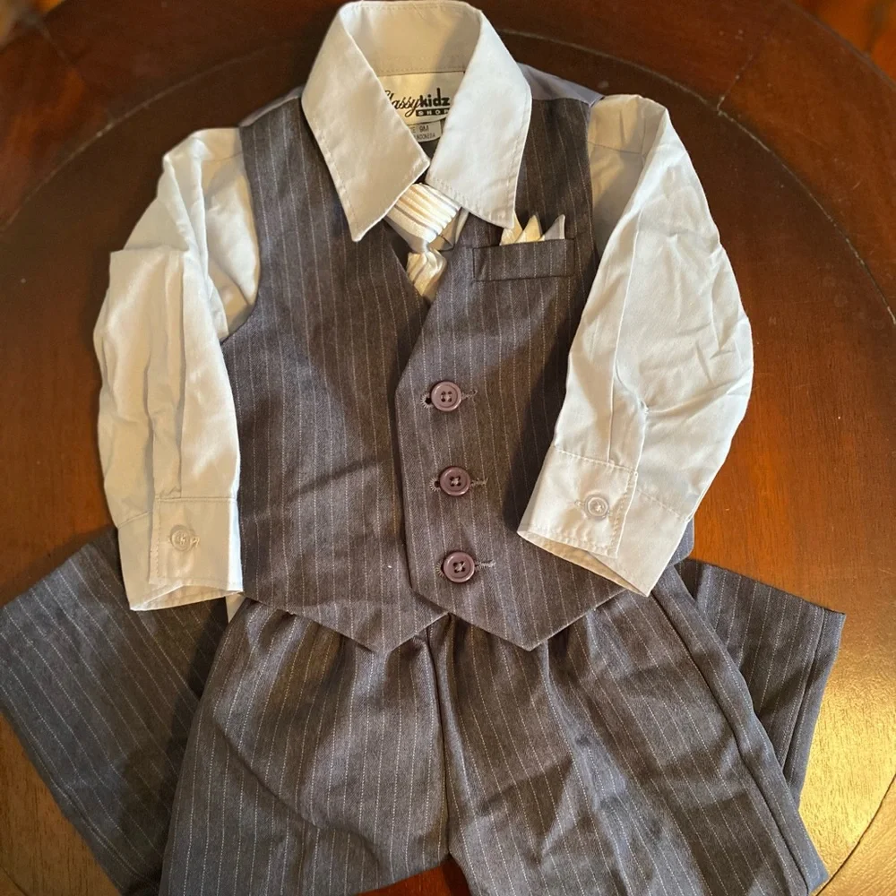 Gray Pinstripe Suit Size 9 months